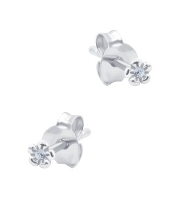 Mini Flower CZ Silver Stud Earring STS-6677